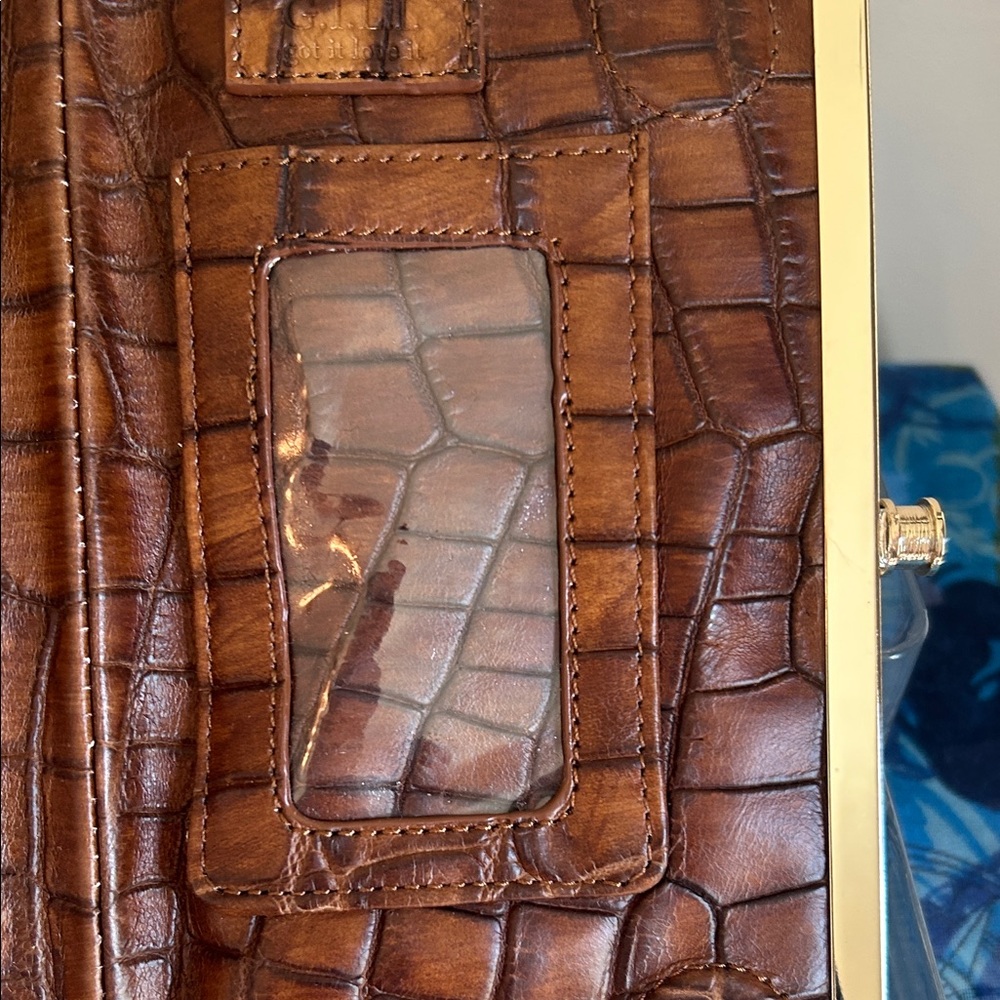 G.I.L.I. Brown Crocodile-Embossed leather Clutch - Picture 6 of 15